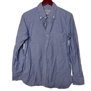 Omnigod blue micro gingham cotton button down shirt sz 3 US M